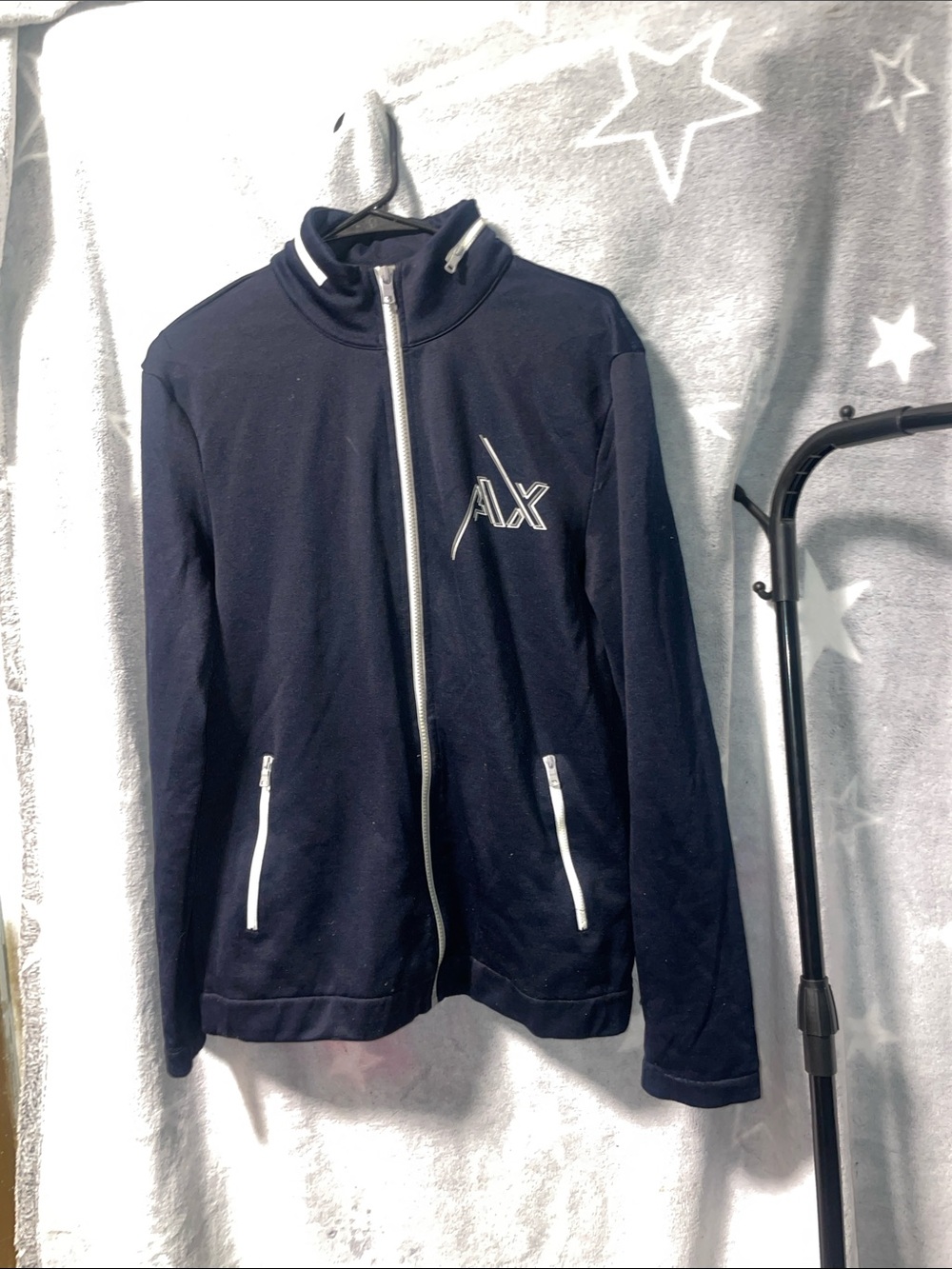 A/X Armani Exchange Men’s Navy Full-Zip Track Jacket with White Trim